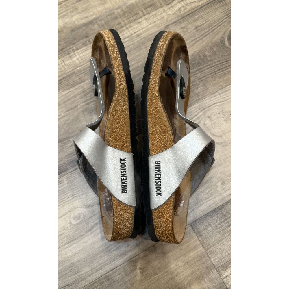 Birkenstock Silver Gizeh Sandal Size 38/ US 7 - Picture 3 of 6